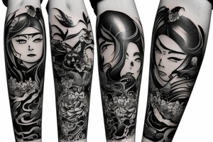 katana black long tattoo idea