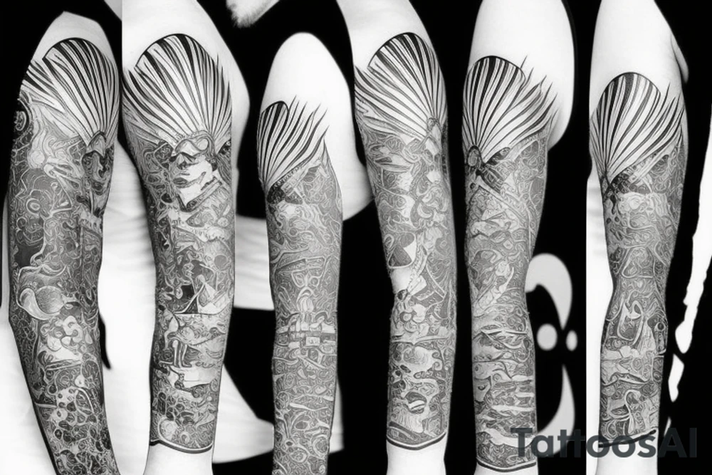 katana black long full tattoo idea