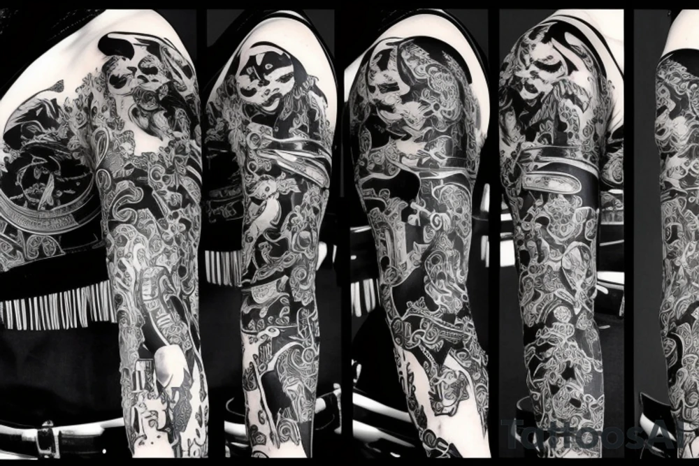 katana black long full tattoo idea