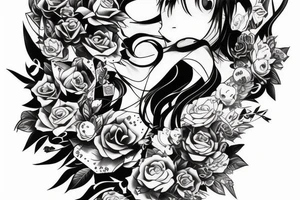full long tatto sleeve in anime style tattoo idea