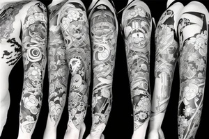 full long tatto sleeve in anime style tattoo idea