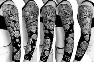 full long tatto sleeve in anime rose style full tattoo idea