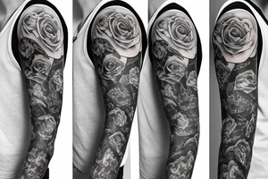 full long tatto sleeve in anime rose style full tattoo idea