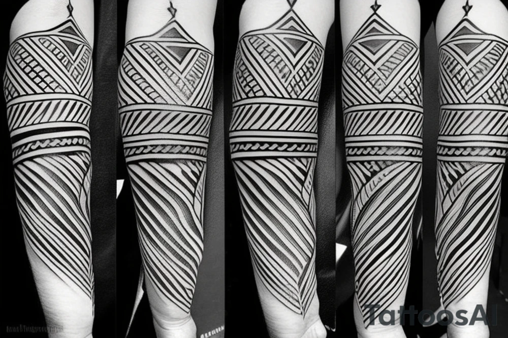 an archeological, tribal arrow type of pattern tattoo idea