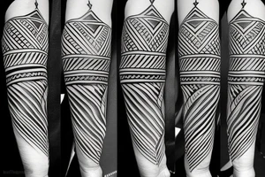 an archeological, tribal arrow type of pattern tattoo idea