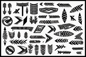 an archeological, tribal arrow type of pattern made from a plaster mold tattoo idea