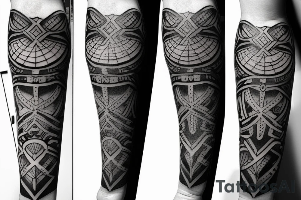 gladiator blackwork tattoo idea