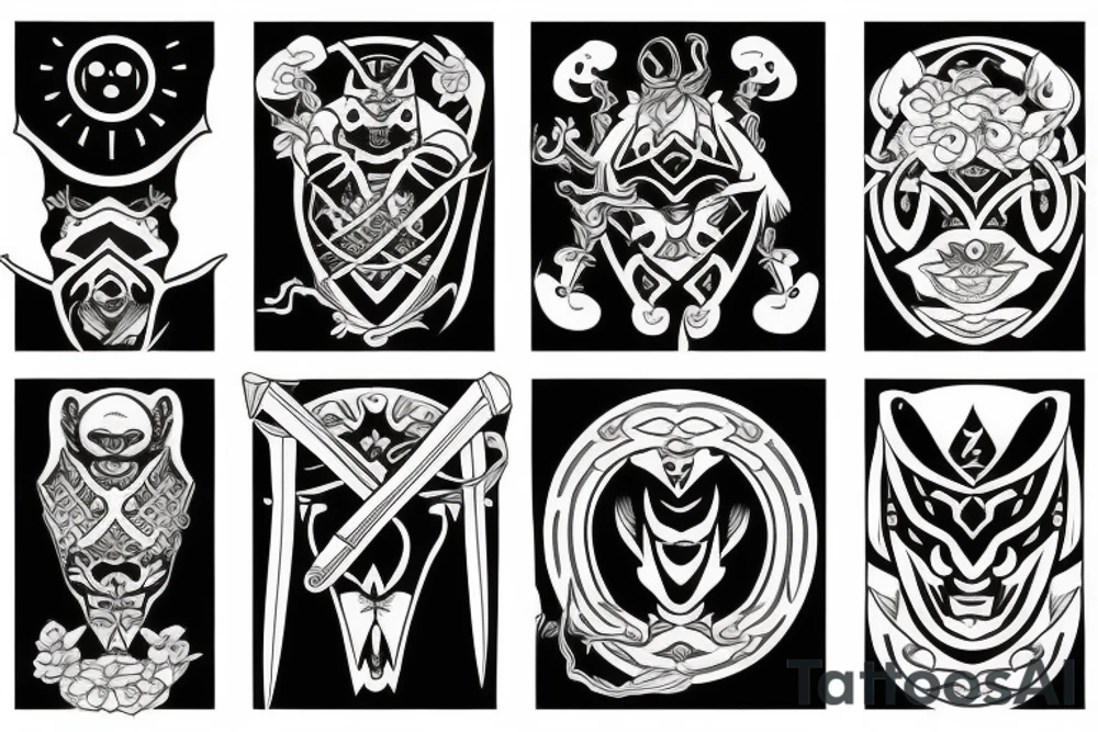 katana blackwork tattoo idea