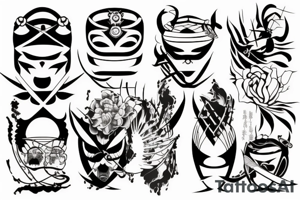 katana blackwork tattoo idea