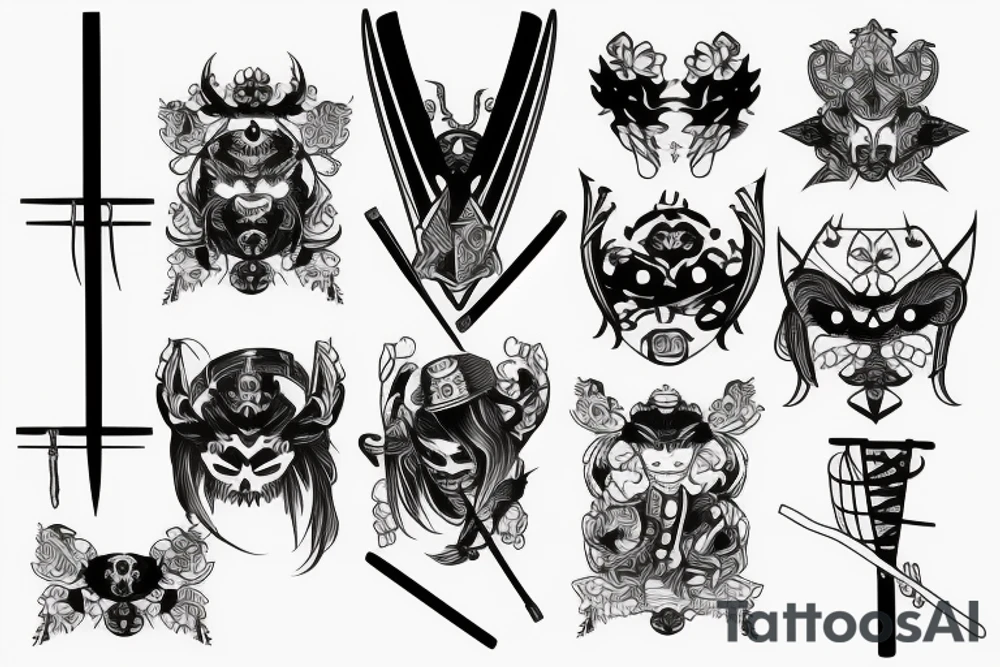 katana blackwork tattoo idea