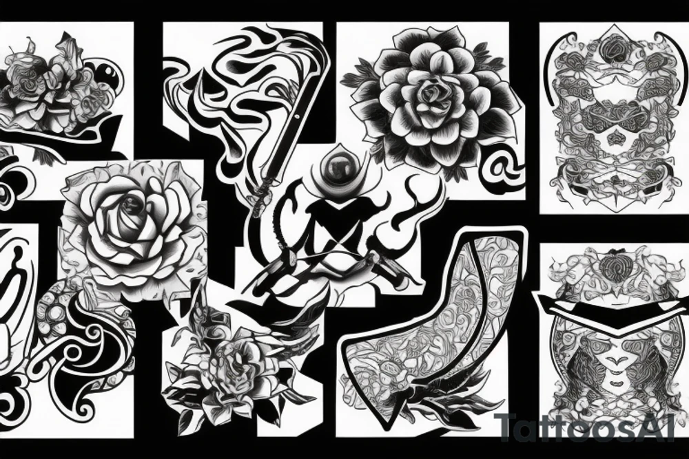 katana blackwork tattoo idea