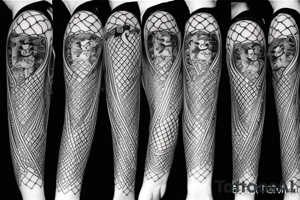 katana blackwork girl tattoo idea