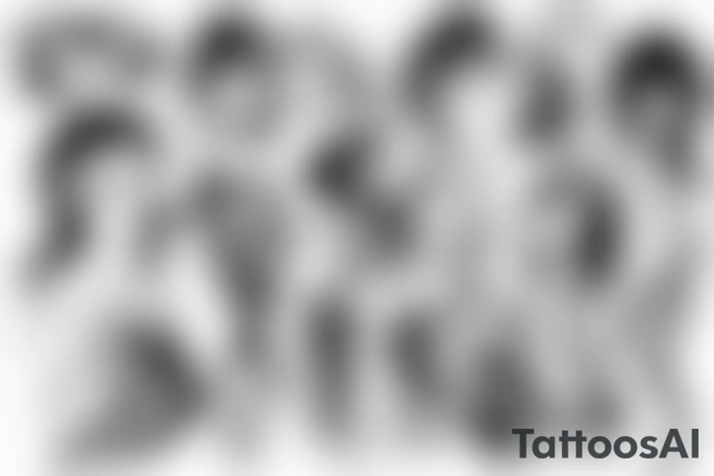 katana blackwork girl animestyle tattoo idea
