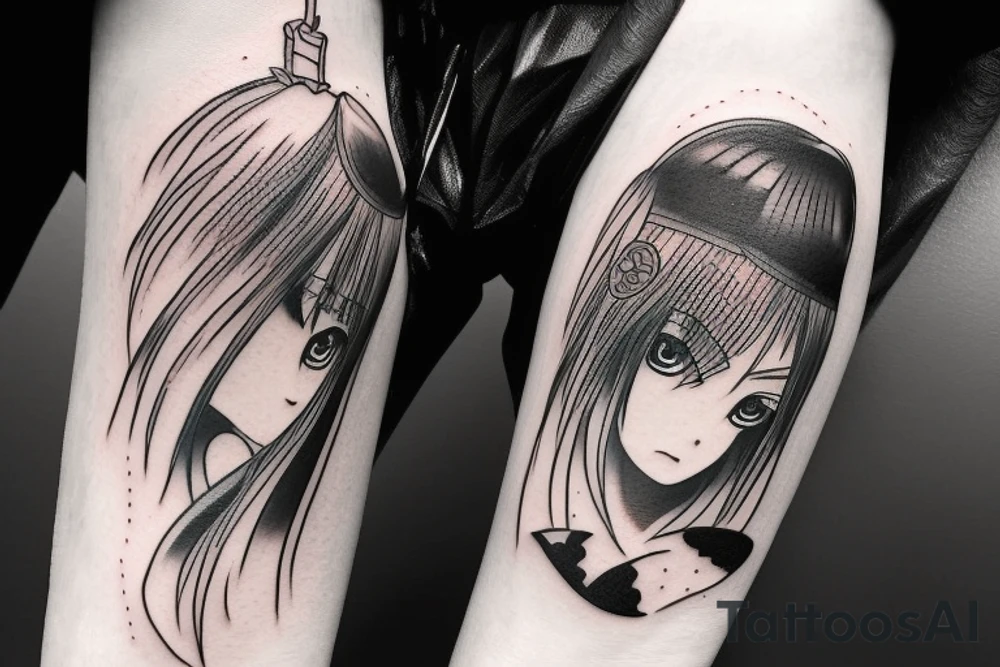 blackwork girl animestyle tattoo idea