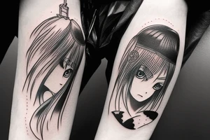 blackwork girl animestyle tattoo idea