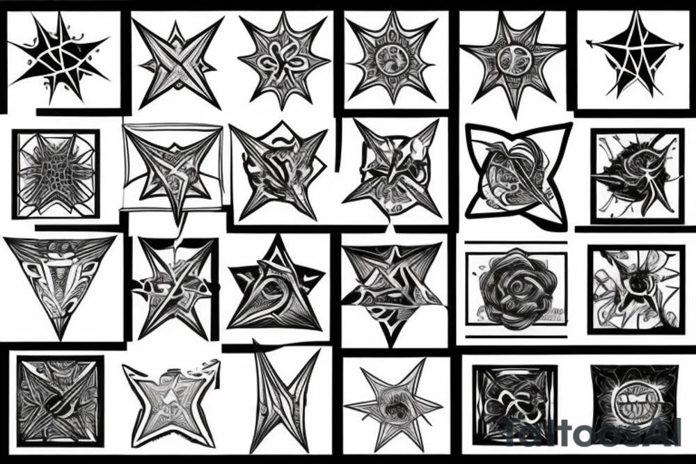 blackwork star (multiple variations, not too big) tattoo idea