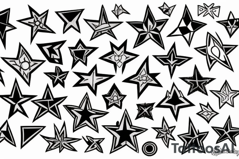 blackwork star (multiple variations, not too big) tattoo idea blackwork star (multiple variations, not too big) tattoo idea