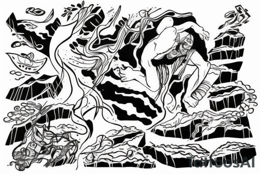 climber ascending the side of a cliff tattoo idea