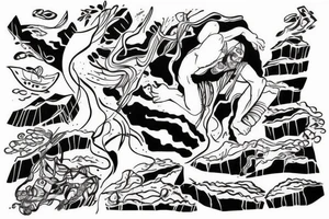 climber ascending the side of a cliff tattoo idea