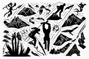 climber ascending the side of a cliff tattoo idea
