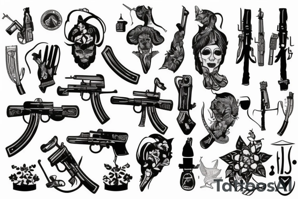 blackwork russian ak 47 (multiple variations, not too big) tattoo idea blackwork russian ak 47 (multiple variations, not too big) tattoo idea