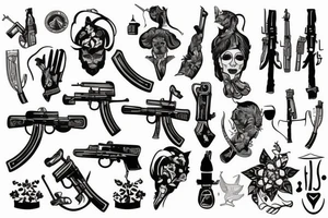 blackwork russian ak 47 (multiple variations, not too big) tattoo idea