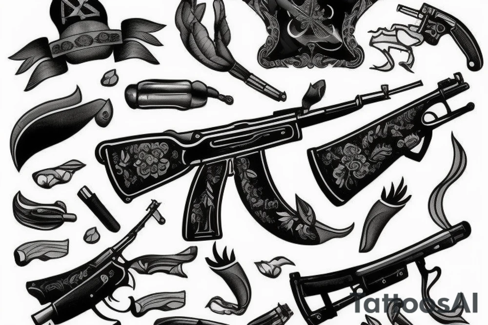 blackwork russian ak 47 (multiple variations, not too big) tattoo idea blackwork russian ak 47 (multiple variations, not too big) tattoo idea