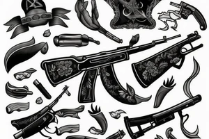blackwork russian ak 47 (multiple variations, not too big) tattoo idea