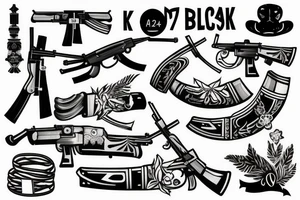 blackwork russian ak 47 (multiple variations, not too big) tattoo idea