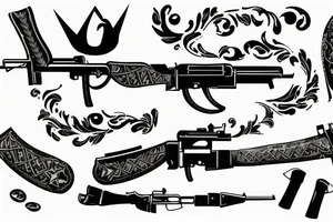 blackwork russian ak 47 (multiple variations, not too big) tattoo idea