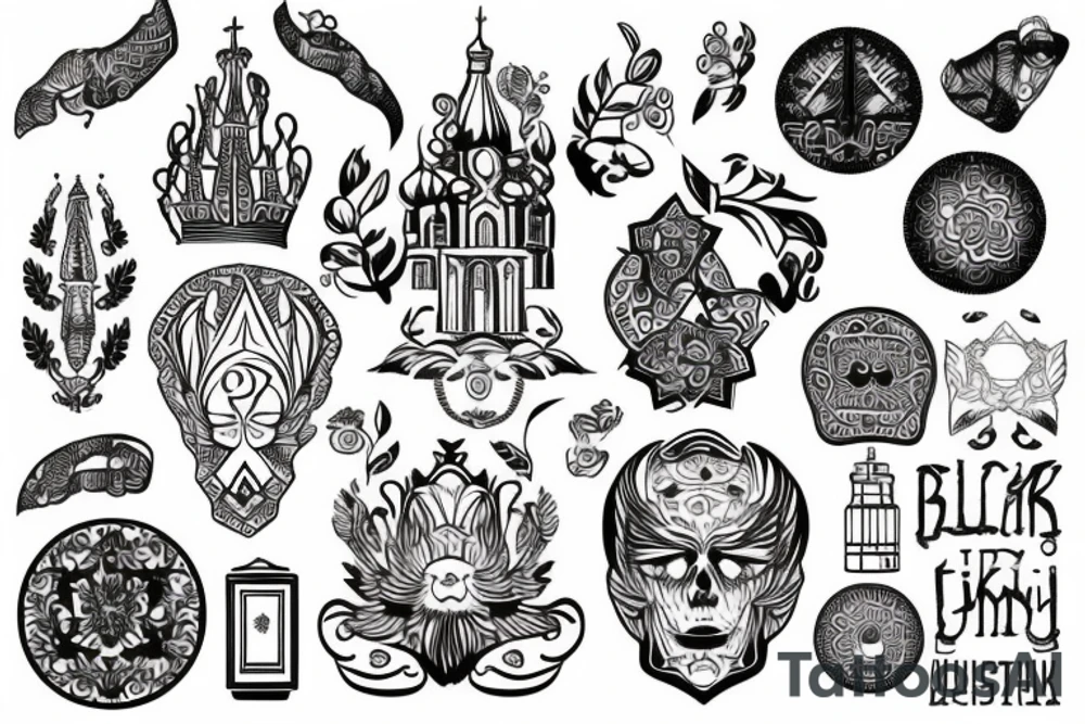 blackwork russian (multiple variations, not too big) tattoo idea blackwork russian (multiple variations, not too big) tattoo idea
