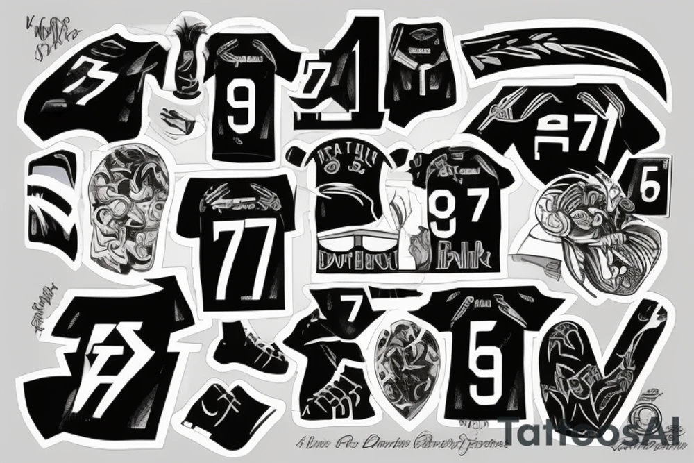 the jersey number 77 to remind me of my father tattoo idea