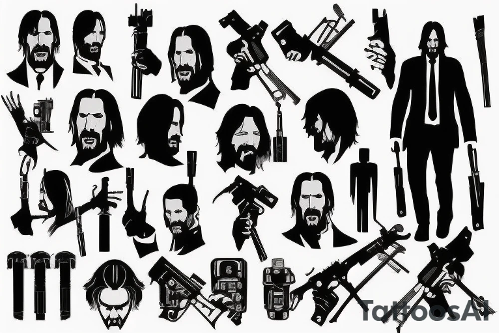 blackwork john wick (multiple variations, not too big) tattoo idea blackwork john wick (multiple variations, not too big) tattoo idea