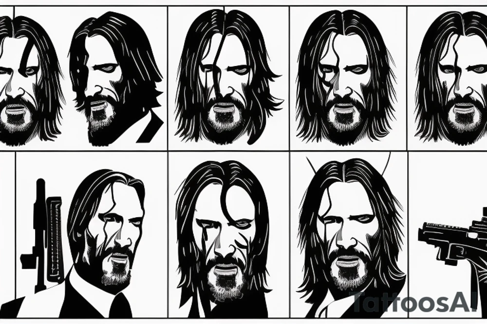 blackwork john wick (multiple variations, not too big) tattoo idea blackwork john wick (multiple variations, not too big) tattoo idea