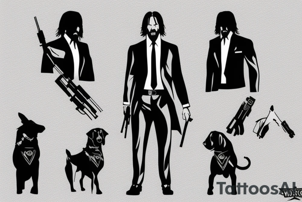 blackwork john wick (multiple variations, not too big) tattoo idea blackwork john wick (multiple variations, not too big) tattoo idea