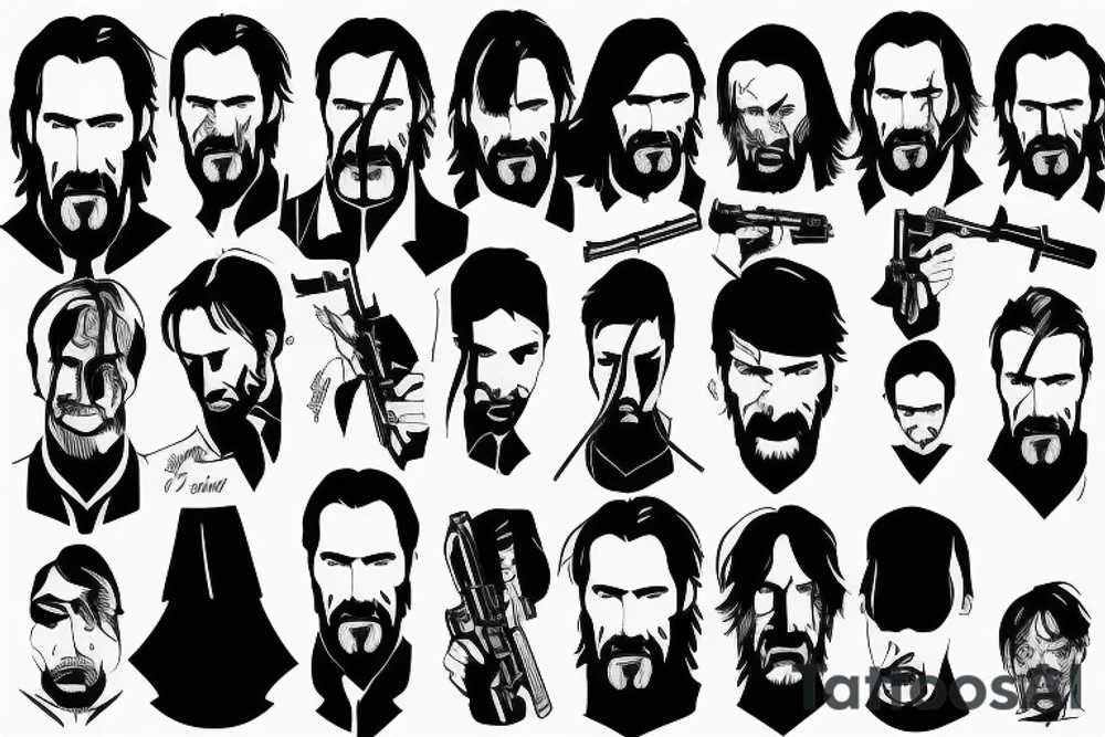 blackwork john wick (multiple variations, not too big) tattoo idea blackwork john wick (multiple variations, not too big) tattoo idea