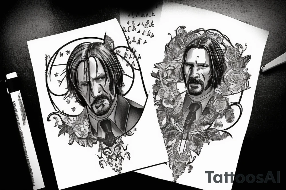 blackwork john wick (multiple variations, not too big) tattoo idea blackwork john wick (multiple variations, not too big) tattoo idea