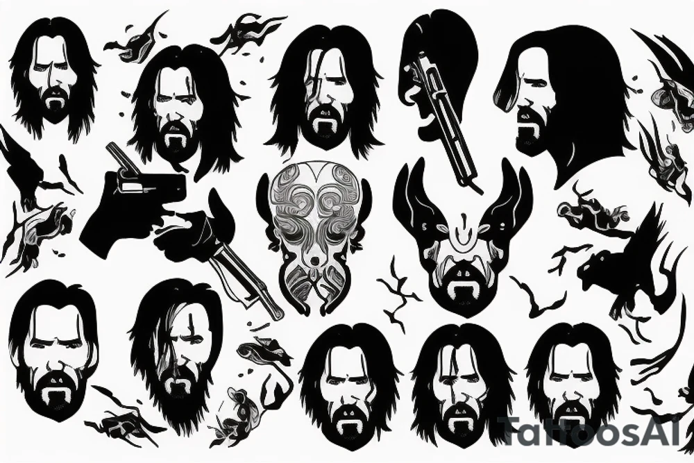 blackwork john wick (multiple variations, not too big) tattoo idea blackwork john wick (multiple variations, not too big) tattoo idea