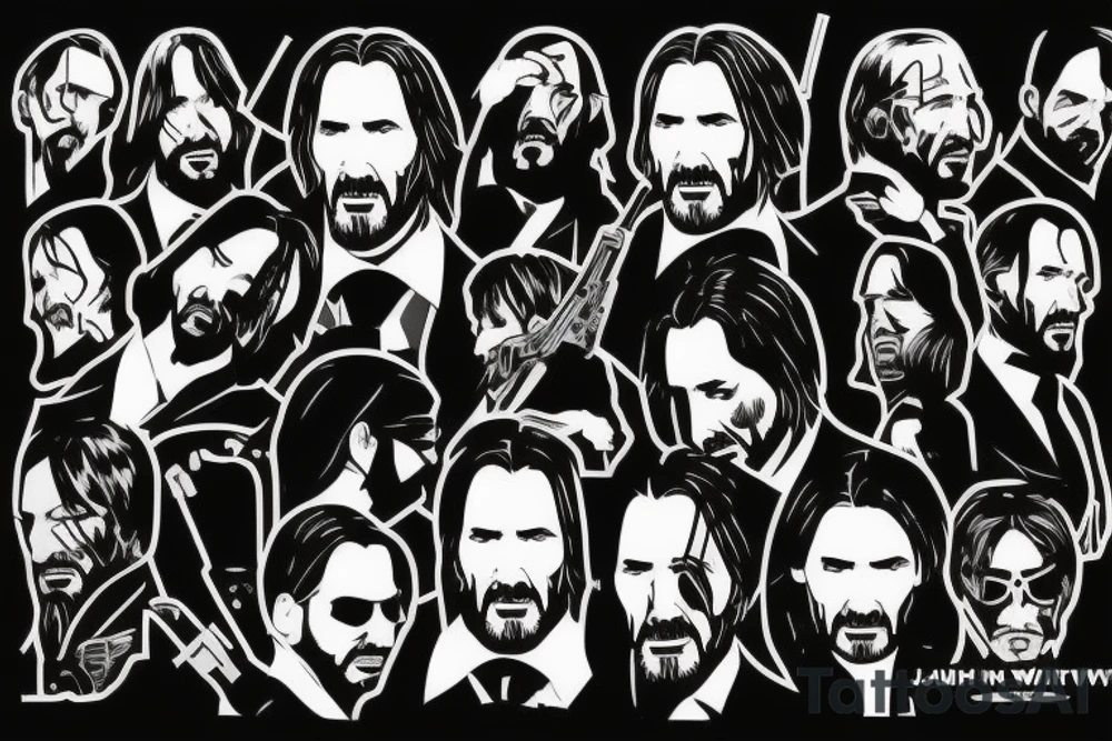 blackwork john wick (multiple variations, not too big) tattoo idea blackwork john wick (multiple variations, not too big) tattoo idea