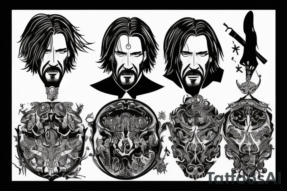 blackwork john wick (multiple variations, not too big) tattoo idea blackwork john wick (multiple variations, not too big) tattoo idea