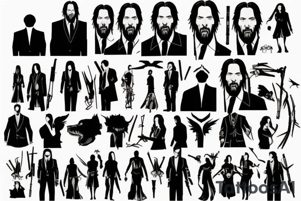 blackwork john wick (multiple variations, not too big) tattoo idea blackwork john wick (multiple variations, not too big) tattoo idea