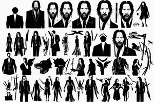 blackwork john wick  (multiple variations, not too big) tattoo idea