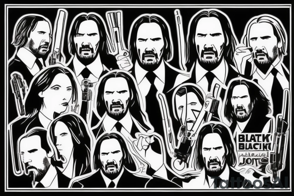blackwork john wick (multiple variations, not too big) tattoo idea blackwork john wick (multiple variations, not too big) tattoo idea