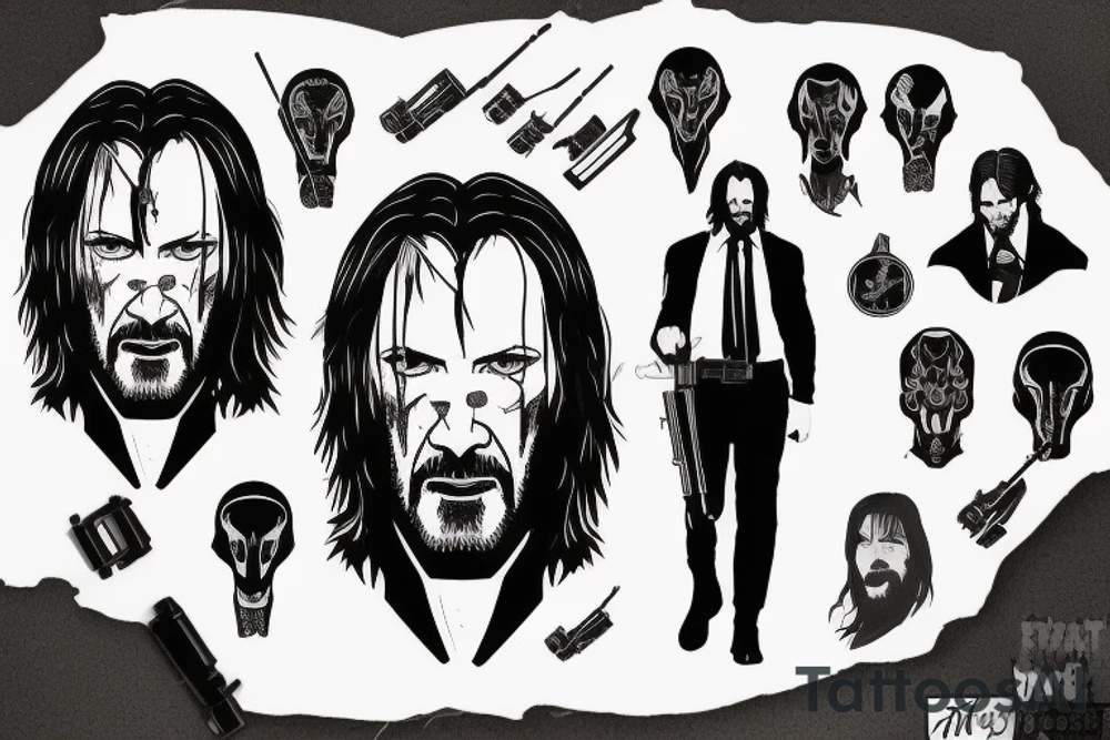 blackwork john wick (multiple variations, not too big) tattoo idea blackwork john wick (multiple variations, not too big) tattoo idea