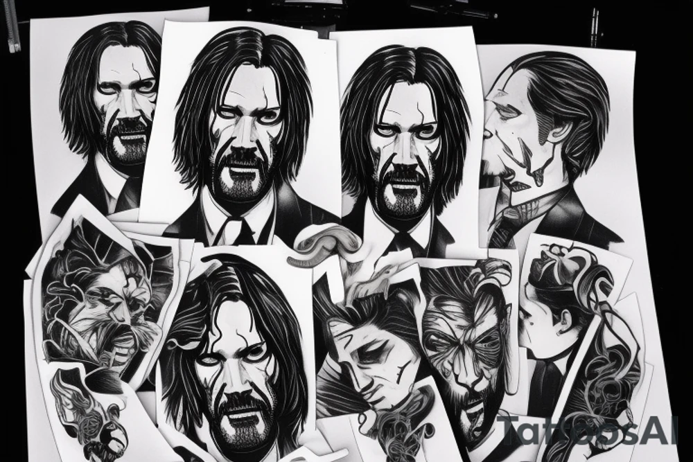 blackwork john wick (multiple variations, not too big) tattoo idea blackwork john wick (multiple variations, not too big) tattoo idea