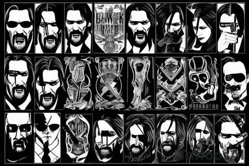 blackwork john wick (multiple variations, not too big) tattoo idea blackwork john wick (multiple variations, not too big) tattoo idea