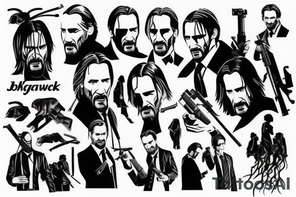 blackwork john wick (multiple variations, not too big) tattoo idea