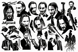 blackwork john wick  (multiple variations, not too big) tattoo idea