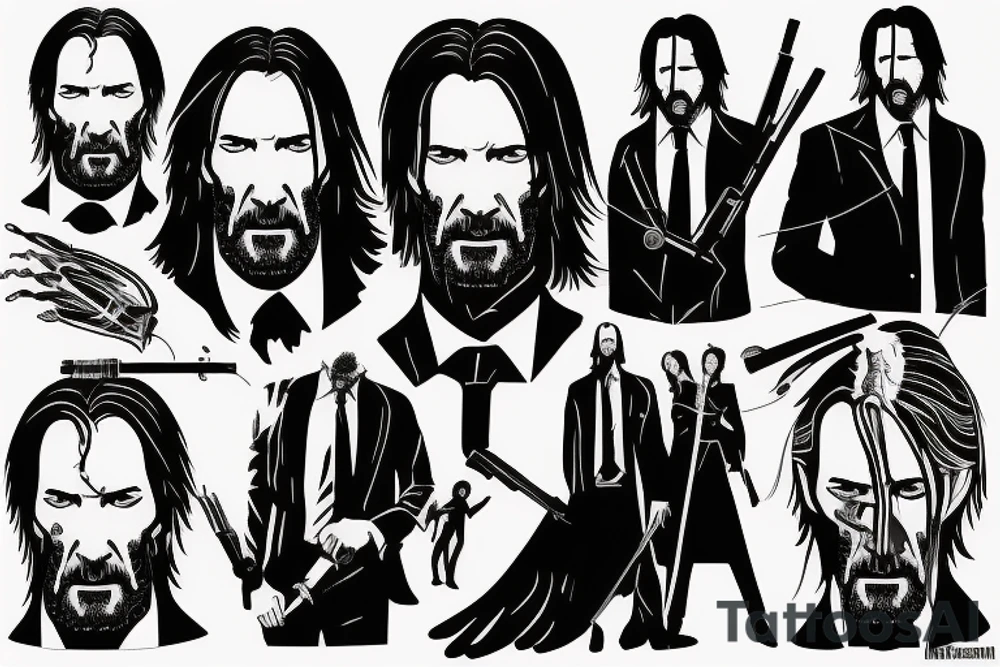 blackwork john wick (multiple variations, not too big) tattoo idea blackwork john wick (multiple variations, not too big) tattoo idea