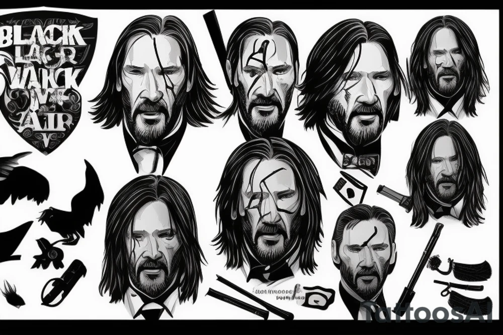 blackwork john wick  (multiple variations, not too big) tattoo idea